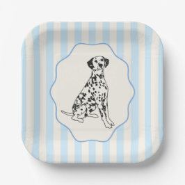 Assiettes En Carton Bleu et Chien dalmate noir