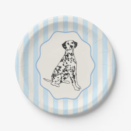 Assiettes En Carton Bleu et Chien dalmate noir