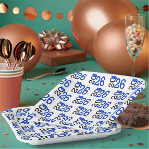 Assiettes En Carton Bleu et noir 2025 Graduation