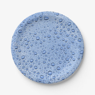 Assiettes En Carton Bleu gouttelettes d'eau