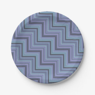 Assiettes En Carton Bleu gris rayures motif
