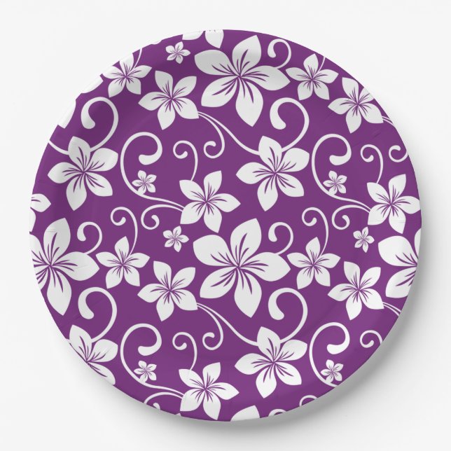 ASSIETTES EN CARTON BLEU HAWAII (PLUM) (Devant)