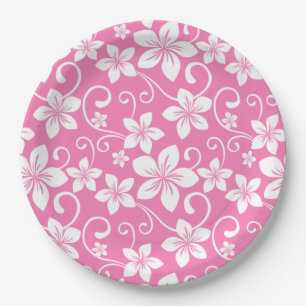 ASSIETTES EN CARTON BLEU HAWAII (ROSE DE BUBBLEGUM)