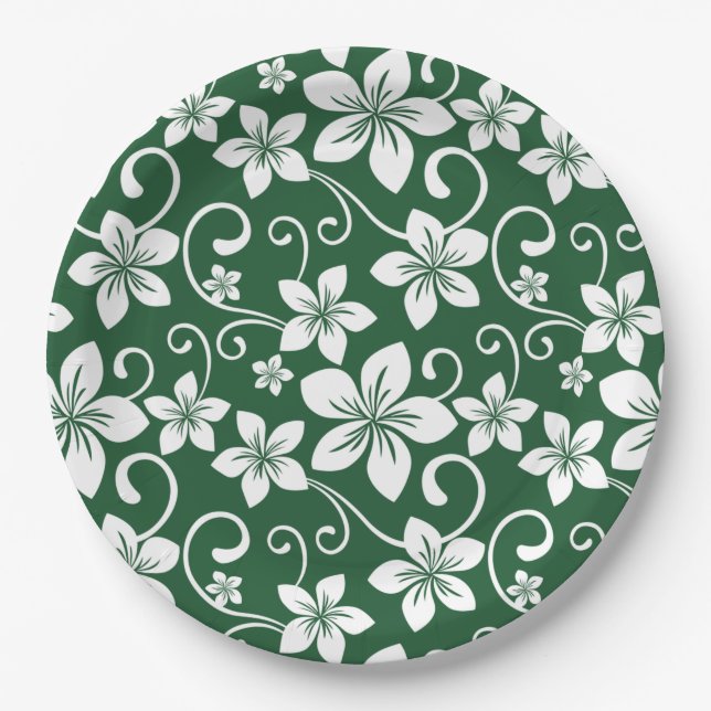 ASSIETTES EN CARTON BLEU HAWAII (VERT FORESTIER) (Devant)