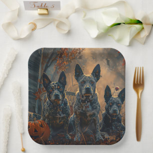 Assiettes En Carton Bleu Heeler Halloween nuit chien délice