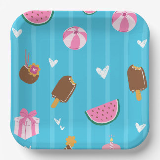Assiettes En Carton Bleu illustrations mignonnes Plaque de papier