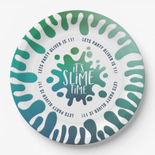 Assiettes En Carton Bleu lumineux + partie verte de boue d'arc-en-ciel