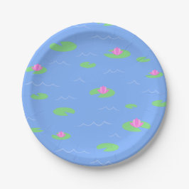 Assiettes En Carton Bleu mignon étanche avec Lily Pad Plaque papier