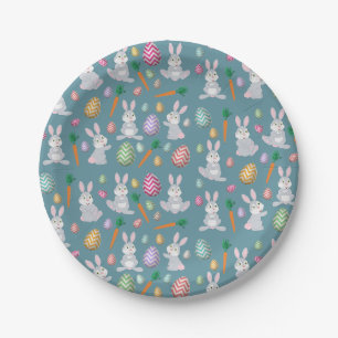 Assiettes En Carton Bleu mignon lapin lapin Motif