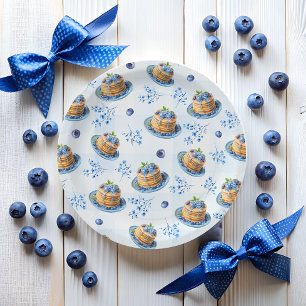 Assiettes En Carton Bleu mou Pancake Baby Brunch Baby shower