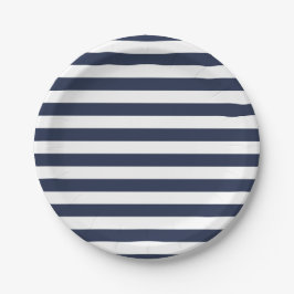 Assiettes En Carton Bleu Nautique Et Blancs Mariage / Fête