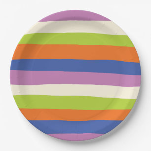 Assiettes En Carton Bleu, orange, violet, vert et