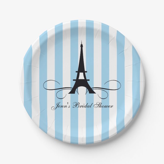 Assiettes En Carton Bleu Paris Tour Eiffel | FÊTE DES MARIÉES (Devant)