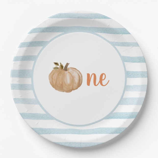 Assiettes En Carton Bleu Petite Citrouille Plaques d'anniversaire (Devant)