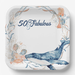 Assiettes En Carton Bleu plage océan mer cinquante et fabuleux anniver