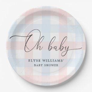 Assiettes En Carton Bleu rose En vichy Oh Bébé