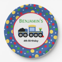Bleu Train Engine et Charbon Voiture Anniversaire