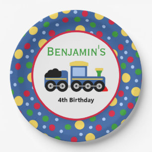 Assiettes En Carton Bleu Train Engine et Charbon Voiture Anniversaire