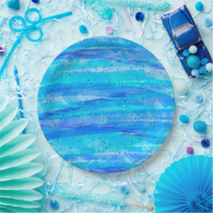 Assiettes En Carton Bleu, violet, Aqua marine