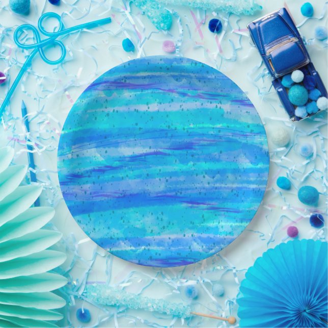 Assiettes En Carton Bleu, violet, Aqua marine (Fête)