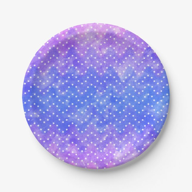 Assiettes En Carton Bleu violet étoile Ciel Galaxie Aquarelle (Devant)