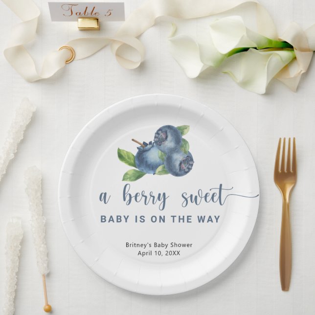 Assiettes En Carton Bleuets doux (Mariage)