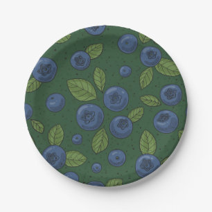 Assiettes En Carton Bleus sur vert foncé