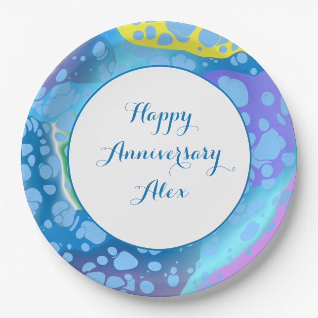 Assiettes En Carton Blobs colorés (Devant)