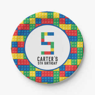 Assiettes En Carton Blocs de construction Plaques de papier 5e anniver