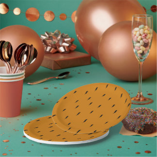 Assiettes En Carton Blocs d'éclat noir frapper Halloween
