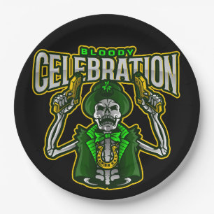 Assiettes En Carton Bloody Celebration Squelette Leprechaun Plaque pap