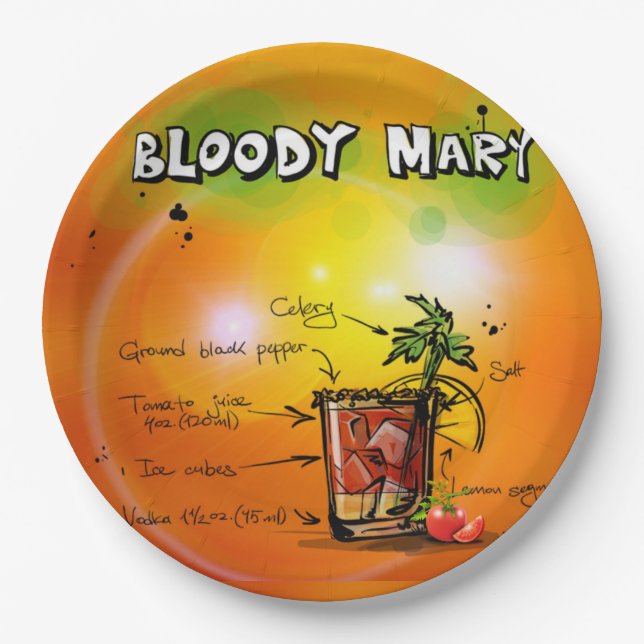 Assiettes En Carton Bloody Mary-Tangerine Arrière - plan plaque de pap (Devant)