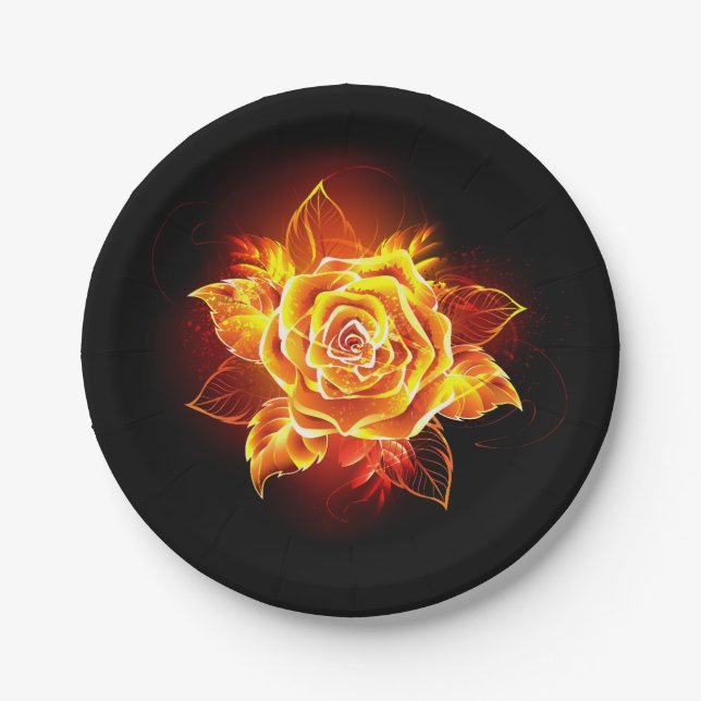 Assiettes En Carton Blooming Fire Rose (Devant)