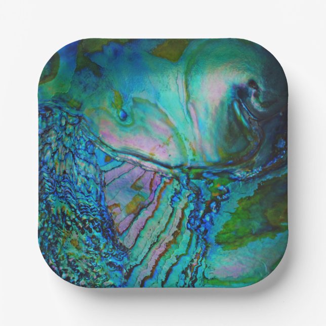 Assiettes En Carton Blue Abalone Motif (Recto)