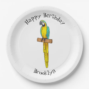 Assiettes En Carton Blue-and-yellow macaw bird cartoon illustration