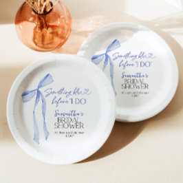 Assiettes En Carton Blue Bow Quelque chose de bleu avant que je fasse 