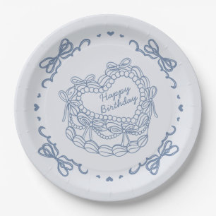 Assiettes En Carton Blue Bow Retro Coquette gâteau Coquette Anniversai
