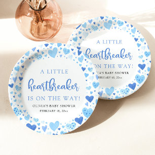 Assiettes En Carton Blue Boy Little Heartbreaker Valentine Baby shower