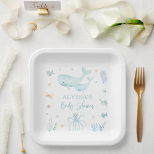 Assiettes En Carton Blue Boy Under the Sea Baby shower