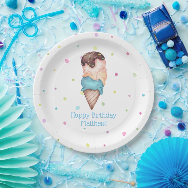 Assiettes En Carton Blue Boys Ice Cream fête d'anniversaire (Fête)