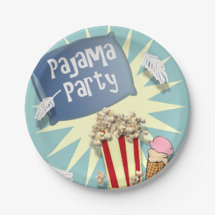 Assiettes En Carton Blue Boys Sleepover Pajama Party