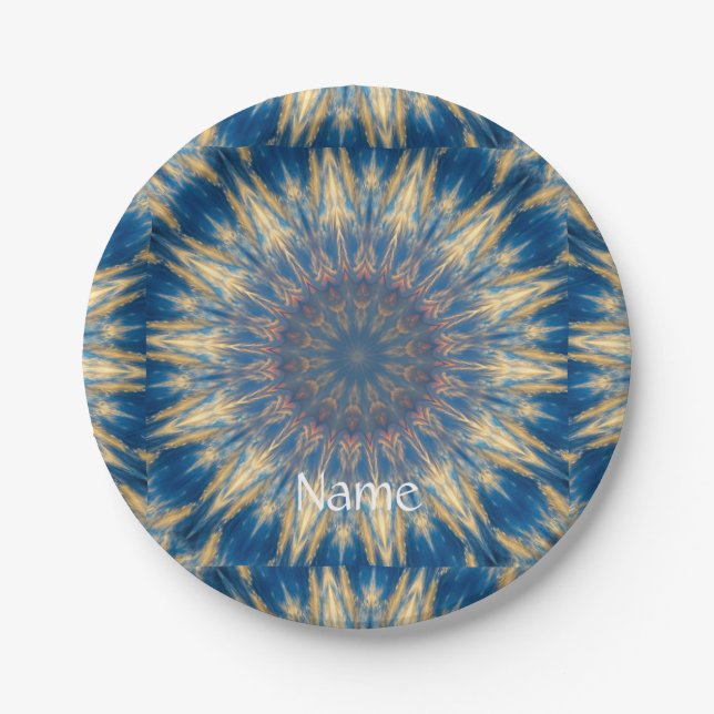 Assiettes En Carton Blue Chakra Kaleidoscope Thunder_Cove (Devant)