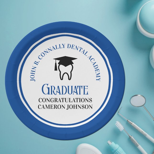 Assiettes En Carton Blue Dental School Custom Dentist Gradust Party (Créateur téléchargé)
