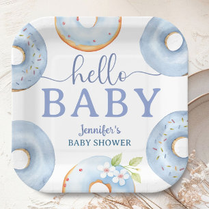 Assiettes En Carton Blue Donuts Baby Shower Brunch Bonjour
