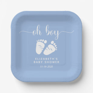 Assiettes En Carton Blue Feet Baby Boy Douche