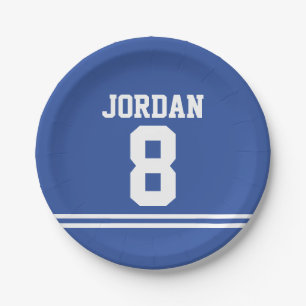 Assiettes En Carton Blue Football Jersey - Sports Thème Anniversaire