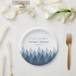 Assiettes En Carton Blue Forest Range Mariage de bois