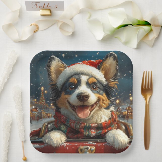 Assiettes En Carton Blue Heeler Dog Roller Dessous de verre Noël (Mariage)