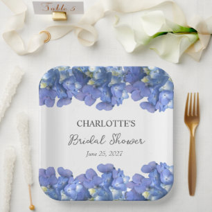 Assiettes En Carton Blue Hydrangea Blooms Fête des mariées personnalis