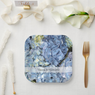 Assiettes En Carton Blue Hydrangea Flowers Mariage